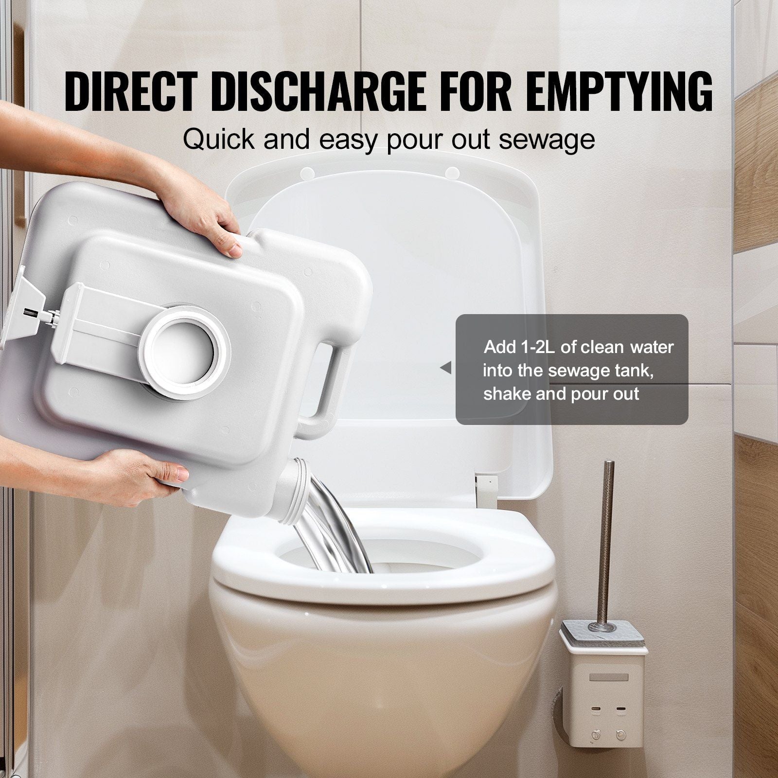 Portable Toilet for Camping, Porta Potty with Carry Bag, 5.3 Gal Waste Tank & 3.2 Gal Flush Tank, Push-Button V952-DCX53GAL32GALWN45V0