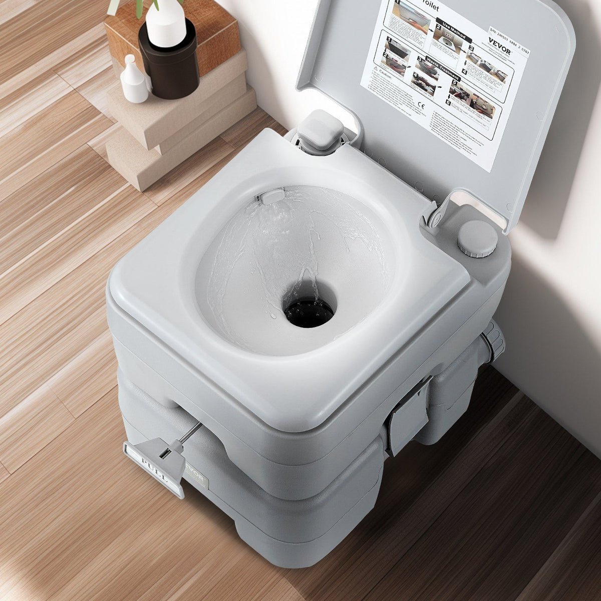 Portable Toilet for Camping, Porta Potty with Carry Bag, 5.3 Gal Waste Tank & 3.2 Gal Flush Tank, Push-Button V952-DCX53GAL32GALWN45V0