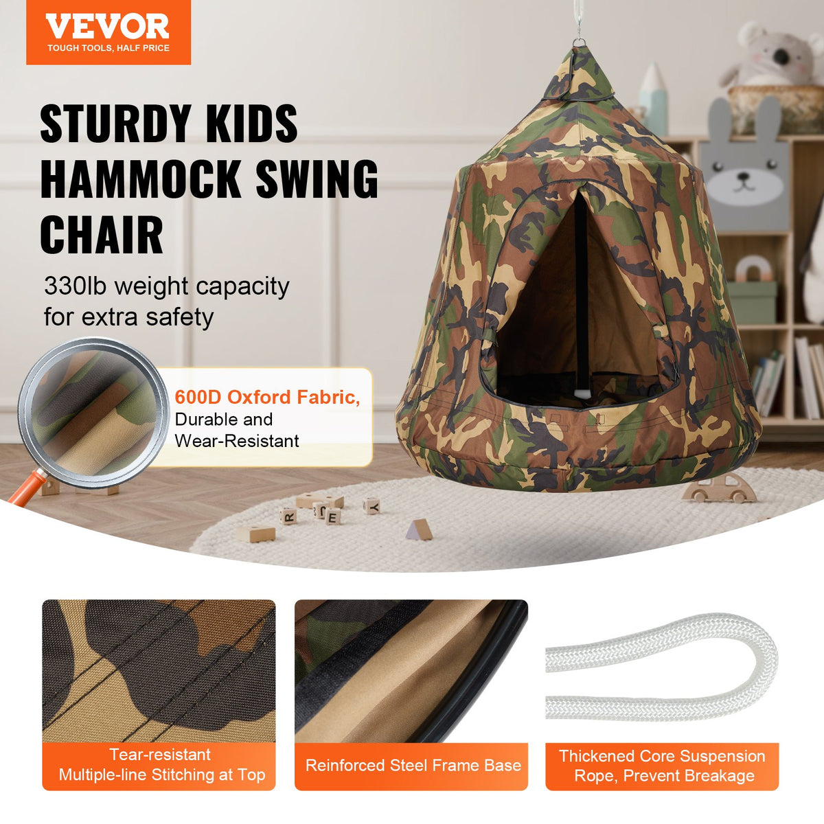 Hanging Tree Tent, 330 LBS Capacity Hanging Tent Swing for Indoor and Outdoor Hammock Sensory Swing Chair V952-DCZPMCSQFB00S8ULJV9