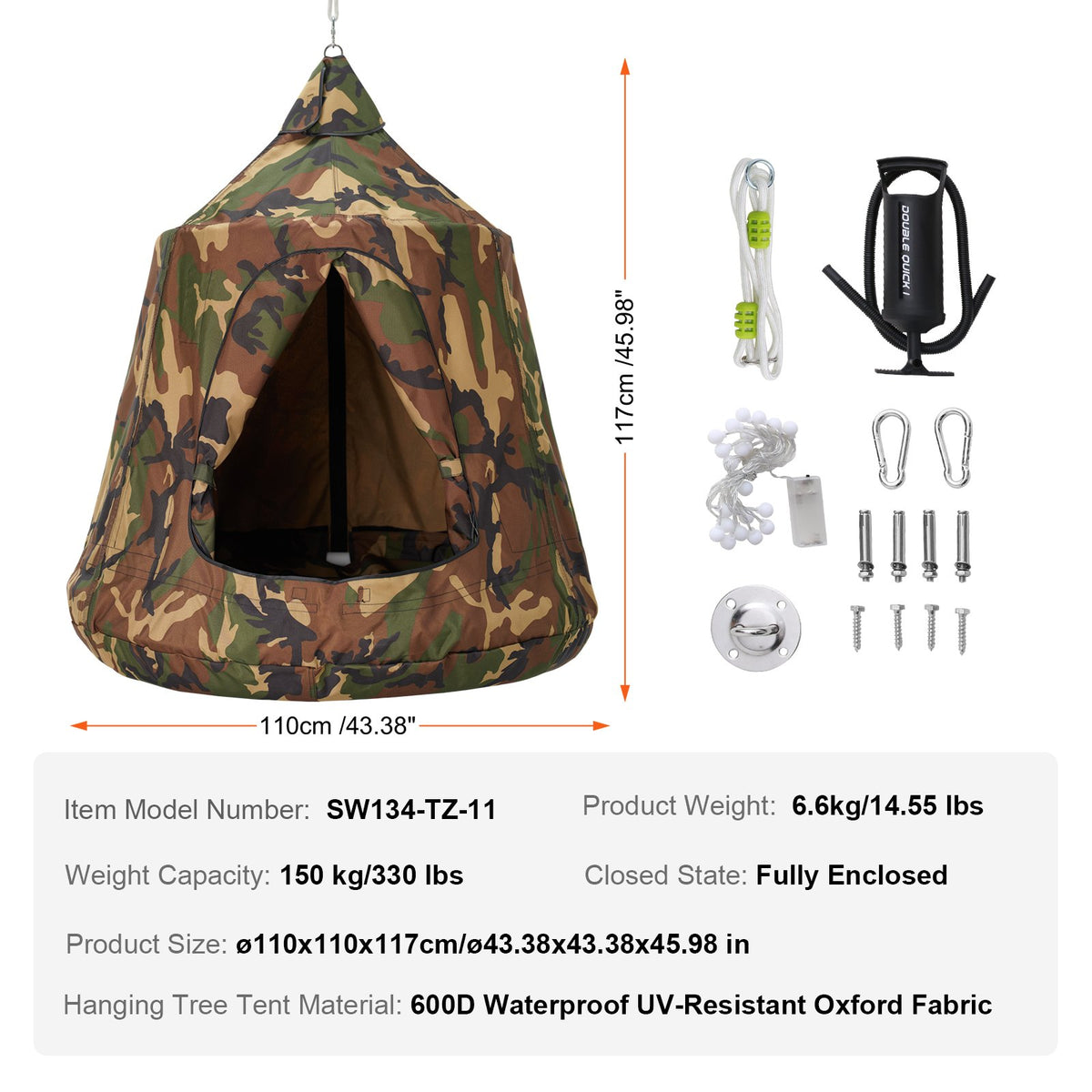 Hanging Tree Tent, 330 LBS Capacity Hanging Tent Swing for Indoor and Outdoor Hammock Sensory Swing Chair V952-DCZPMCSQFB00S8ULJV9