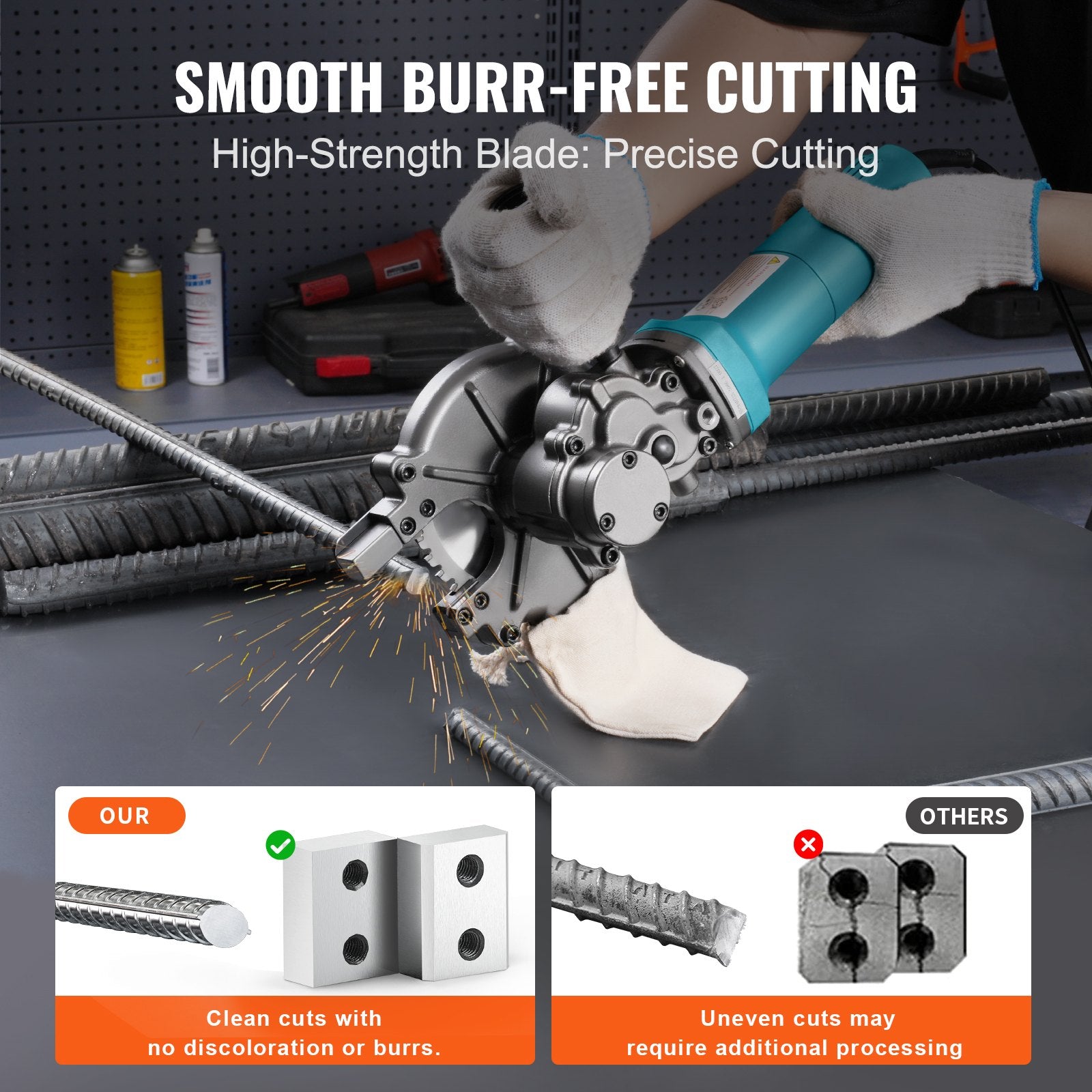 1100W Electric Rebar Cutter Cutting up to 3/2In 4-40mm V952-DDGJQGJ1100WROSKSV3