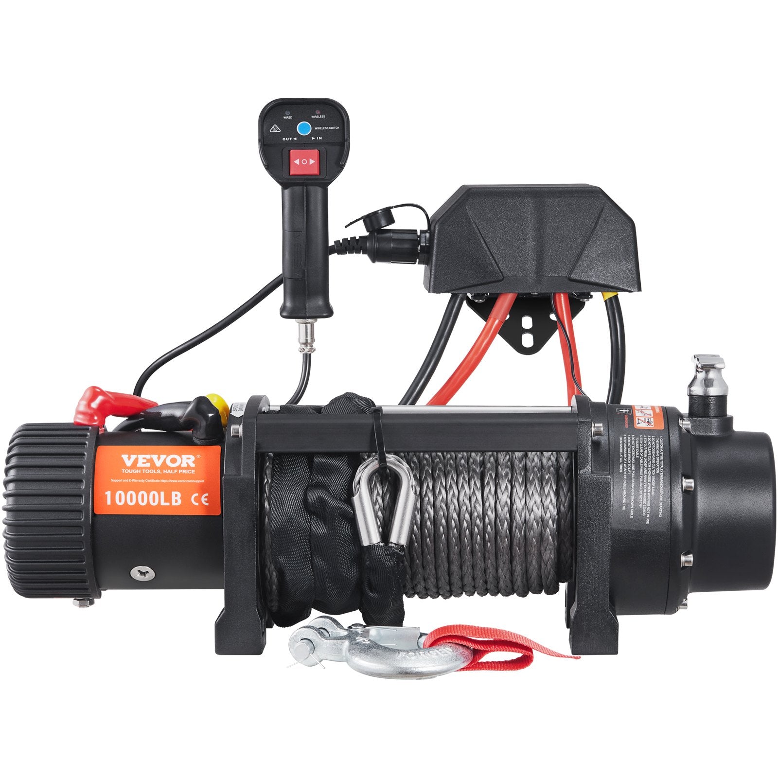 Electric Winch, 4536 kg Load Capacity Nylon Rope Winch, IP67 8.9 mm x 25.9 m ATV Winch with Wireless Handheld V952-DDHCSJPHCSYCY6JRBV9