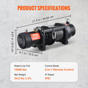 Electric Winch, 4536 kg Load Capacity Nylon Rope Winch, IP67 8.9 mm x 25.9 m ATV Winch with Wireless Handheld V952-DDHCSJPHCSYCY6JRBV9