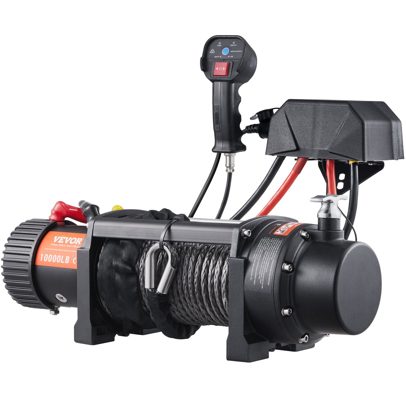 Electric Winch, 4536 kg Load Capacity Nylon Rope Winch, IP67 8.9 mm x 25.9 m ATV Winch with Wireless Handheld V952-DDHCSJPHCSYCY6JRBV9