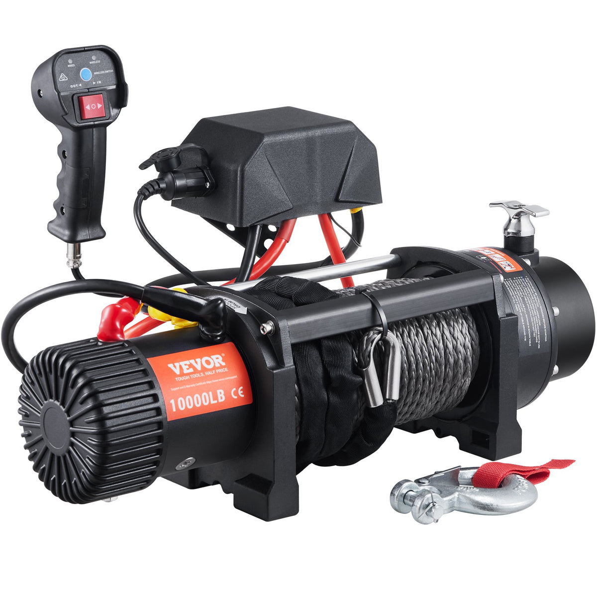 Electric Winch, 4536 kg Load Capacity Nylon Rope Winch, IP67 8.9 mm x 25.9 m ATV Winch with Wireless Handheld V952-DDHCSJPHCSYCY6JRBV9