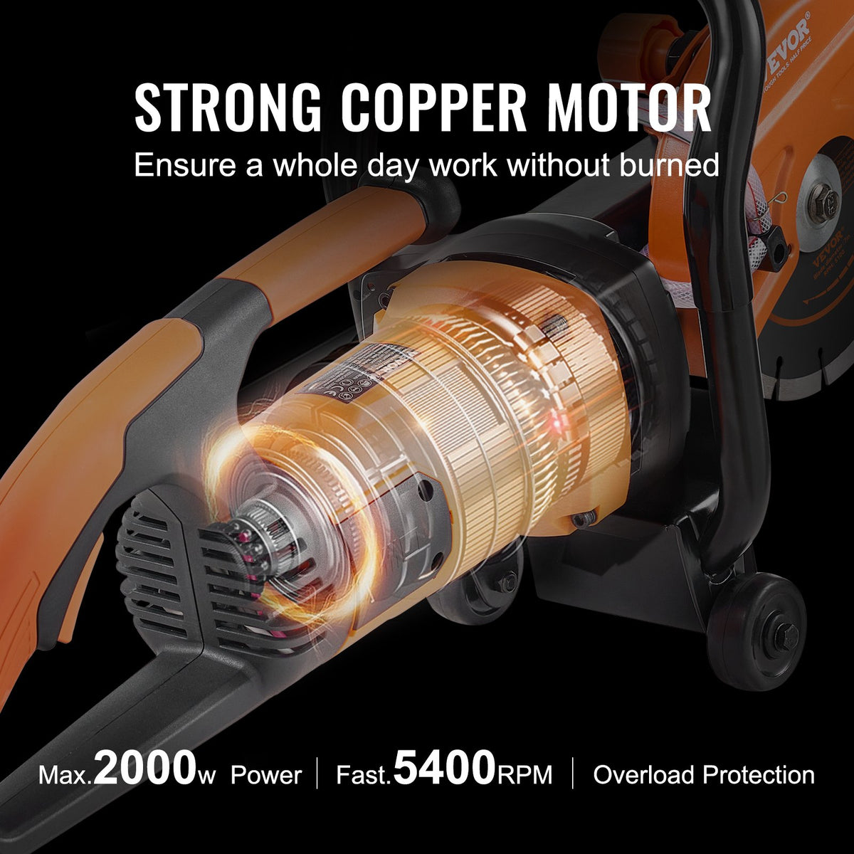 Electric Concrete Saw, 7 in Circular Saw Cutter, 2000 W High Power with Max. 2.5 in Cutting Depth, Wet/Dry V952-DDHNTJ1600W7G3JFXV3