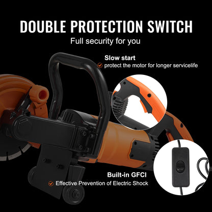 Electric Concrete Saw, 7 in Circular Saw Cutter, 2000 W High Power with Max. 2.5 in Cutting Depth, Wet/Dry V952-DDHNTJ1600W7G3JFXV3