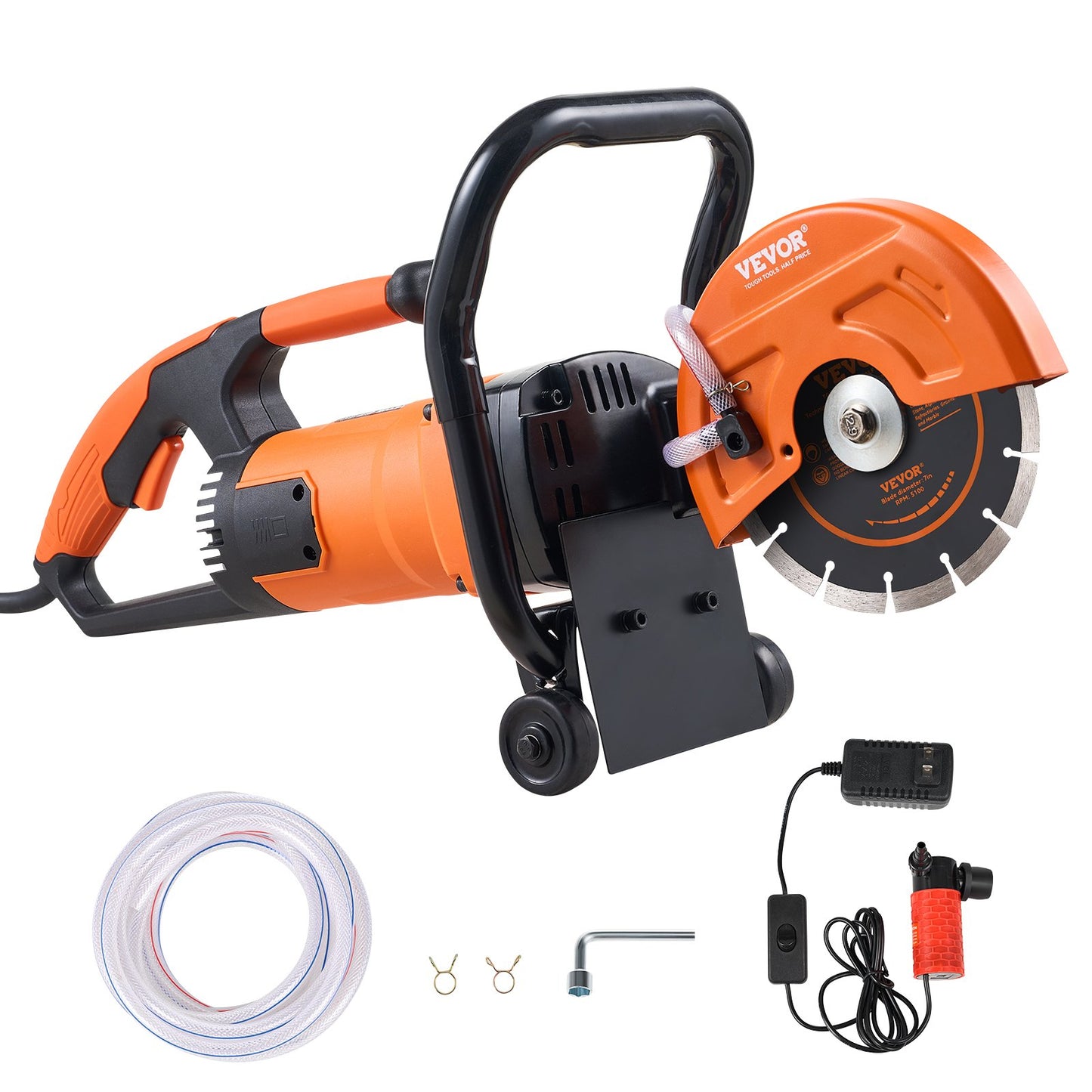 Electric Concrete Saw, 7 in Circular Saw Cutter, 2000 W High Power with Max. 2.5 in Cutting Depth, Wet/Dry V952-DDHNTJ1600W7G3JFXV3