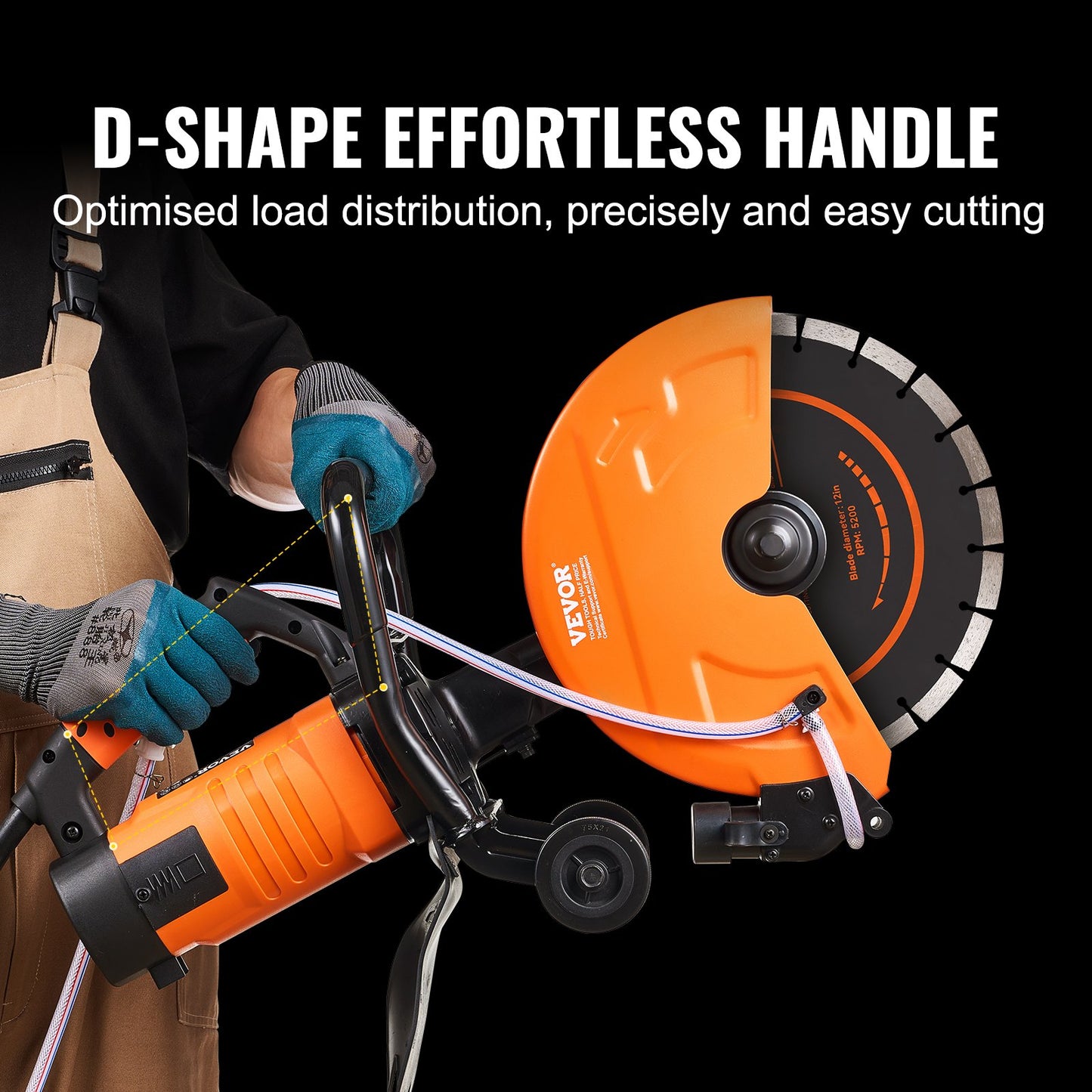 30.48cm Electric Concrete Saw Wet/Dry Saw Cutter with Water Pump and Blade V952-DDHNTJ1800W12HEK8V3
