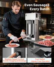 Electric Sausage Stuffer, 22 LBS / 10 L Vertical Meat Stuffer, Stepless Speed Control and Foot Pedal, V952-DDKGCJLS10L0V2TYT001V3