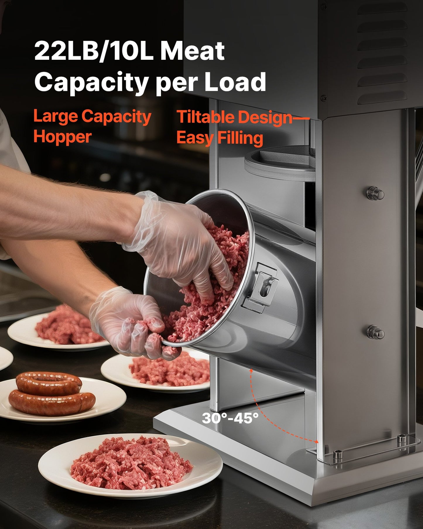 Electric Sausage Stuffer, 22 LBS / 10 L Vertical Meat Stuffer, Stepless Speed Control and Foot Pedal, V952-DDKGCJLS10L0V2TYT001V3