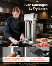 Electric Sausage Stuffer, 33 LBS / 15 L Vertical Meat Stuffer, Stepless Speed Control and Foot Pedal, V952-DDKGCJLS15L0UEPNT001V3