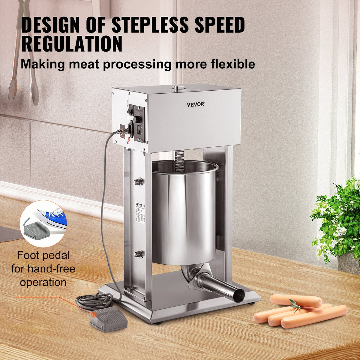 Electric Sausage Stuffer 10L Variable Speed Sausage Maker Stainless Steel V952-DDLSBX10L200WG1ERV3