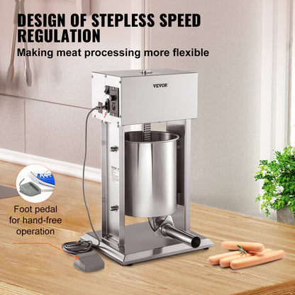 Electric Sausage Stuffer 10L Variable Speed Sausage Maker Stainless Steel V952-DDLSBX10L200WG1ERV3