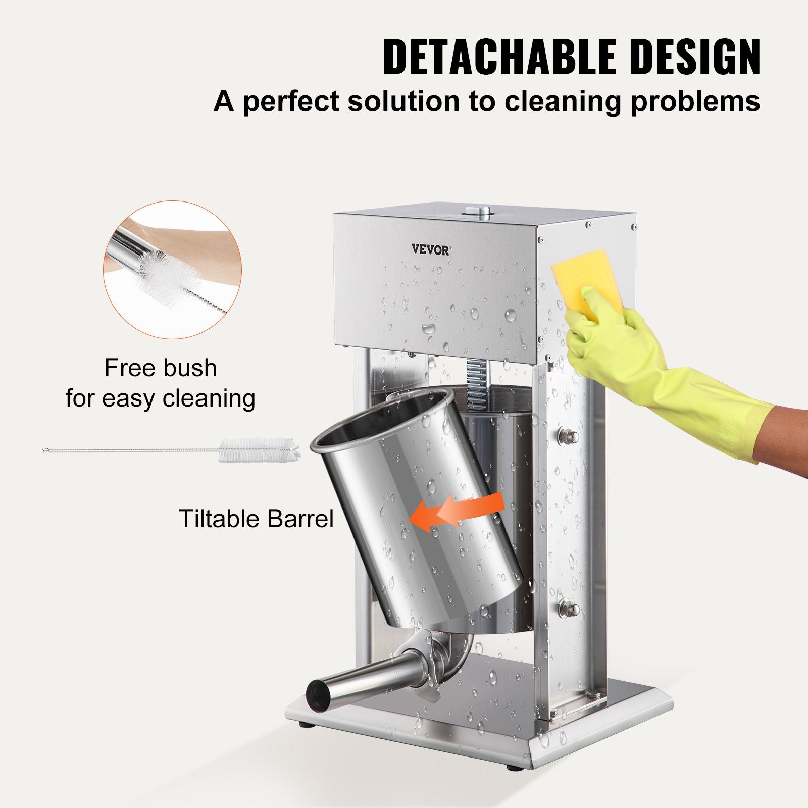 Electric Sausage Stuffer 10L Variable Speed Sausage Maker Stainless Steel V952-DDLSBX10L200WG1ERV3
