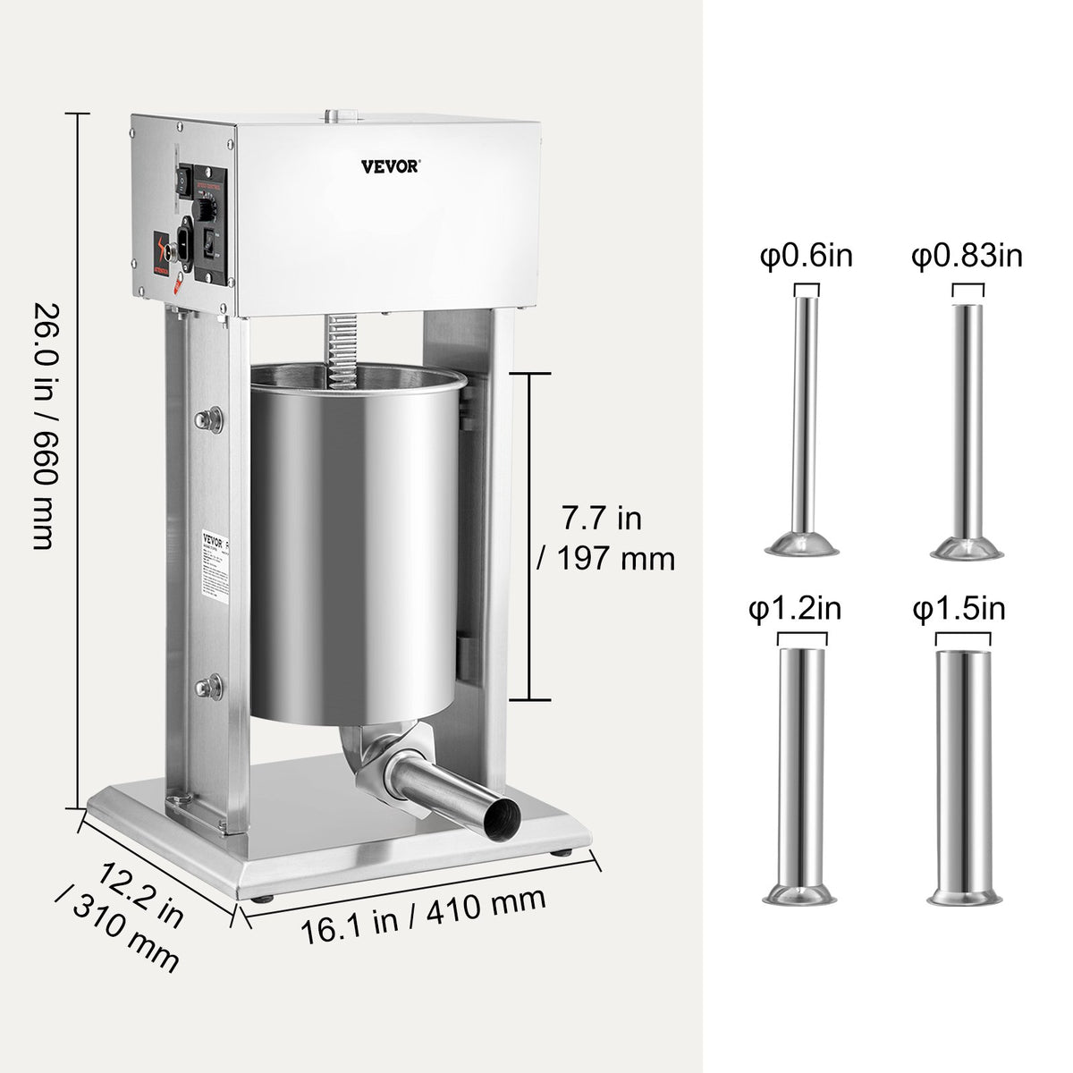 Electric Sausage Stuffer 10L Variable Speed Sausage Maker Stainless Steel V952-DDLSBX10L200WG1ERV3