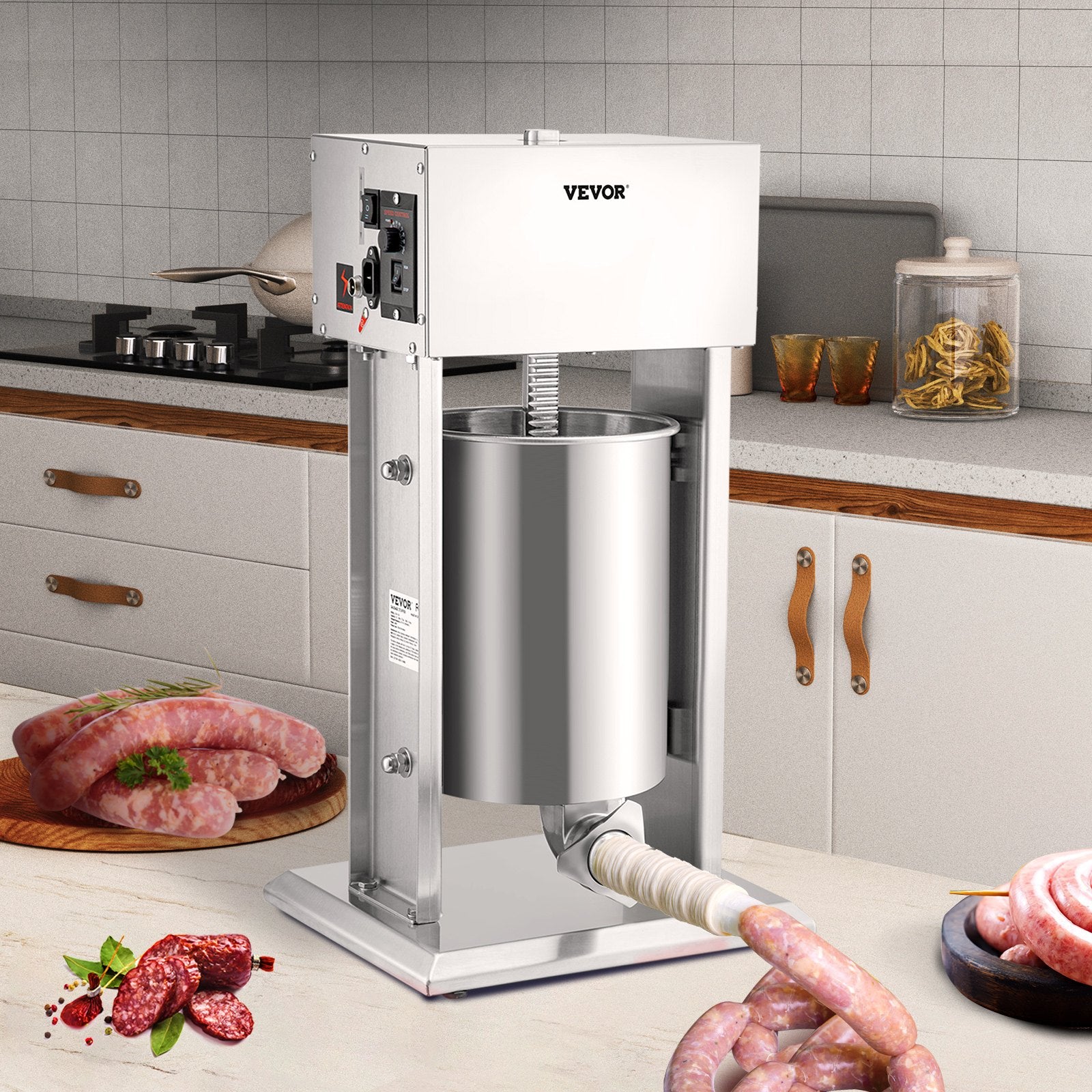 Electric Sausage Stuffer 10L Variable Speed Sausage Maker Stainless Steel V952-DDLSBX10L200WG1ERV3