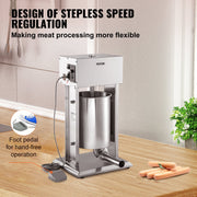 Electric Sausage Stuffer 15L Variable Speed Sausage Maker Stainless Steel V952-DDLSBX15L260W11X8V3