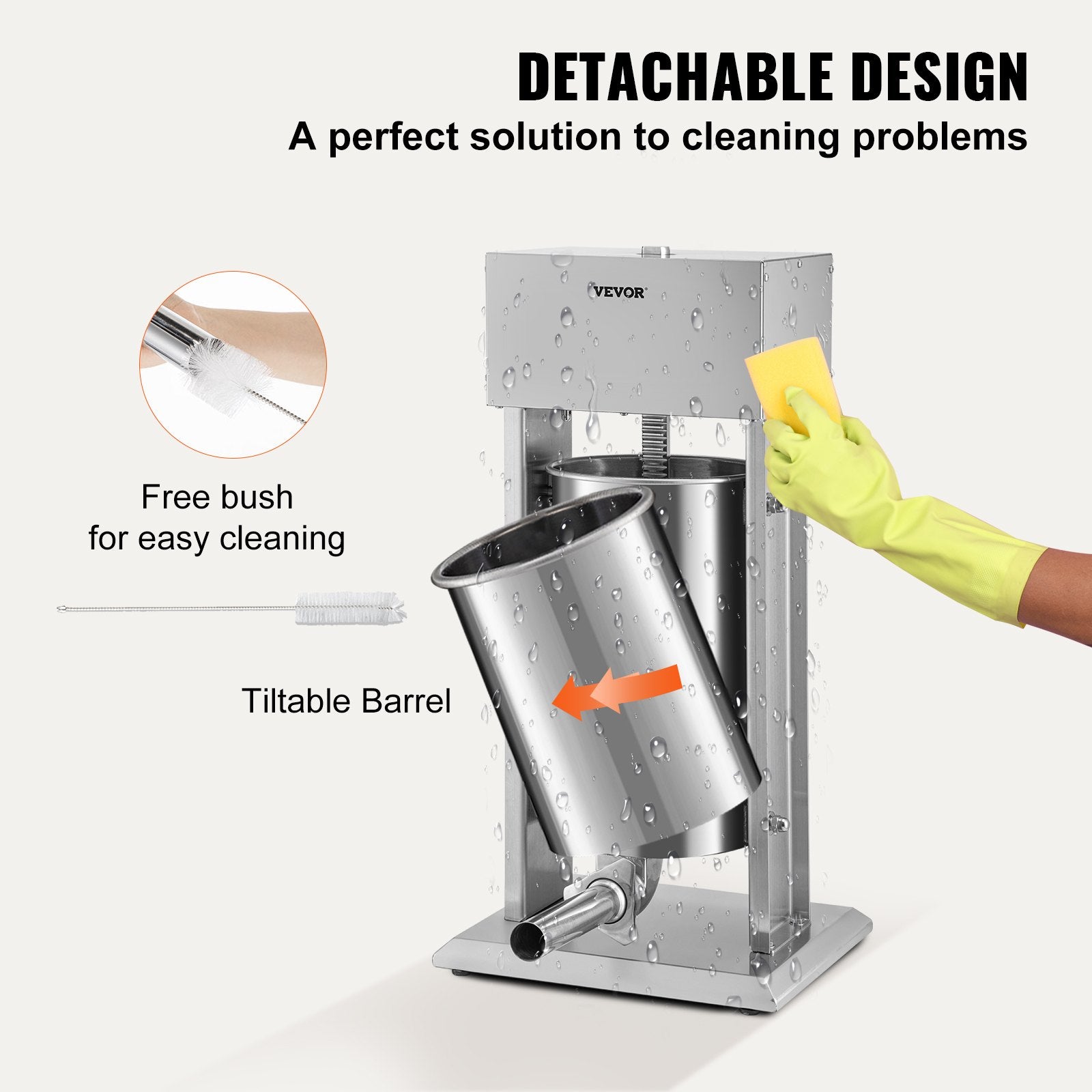 Electric Sausage Stuffer 15L Variable Speed Sausage Maker Stainless Steel V952-DDLSBX15L260W11X8V3