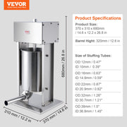 Electric Sausage Stuffer, 12 L / 25 LBS Vertical Meat Stuffer, 200W Motor, Stepless Speed Control and Foot V952-DDLSBXGGCJ12NGFTNV3
