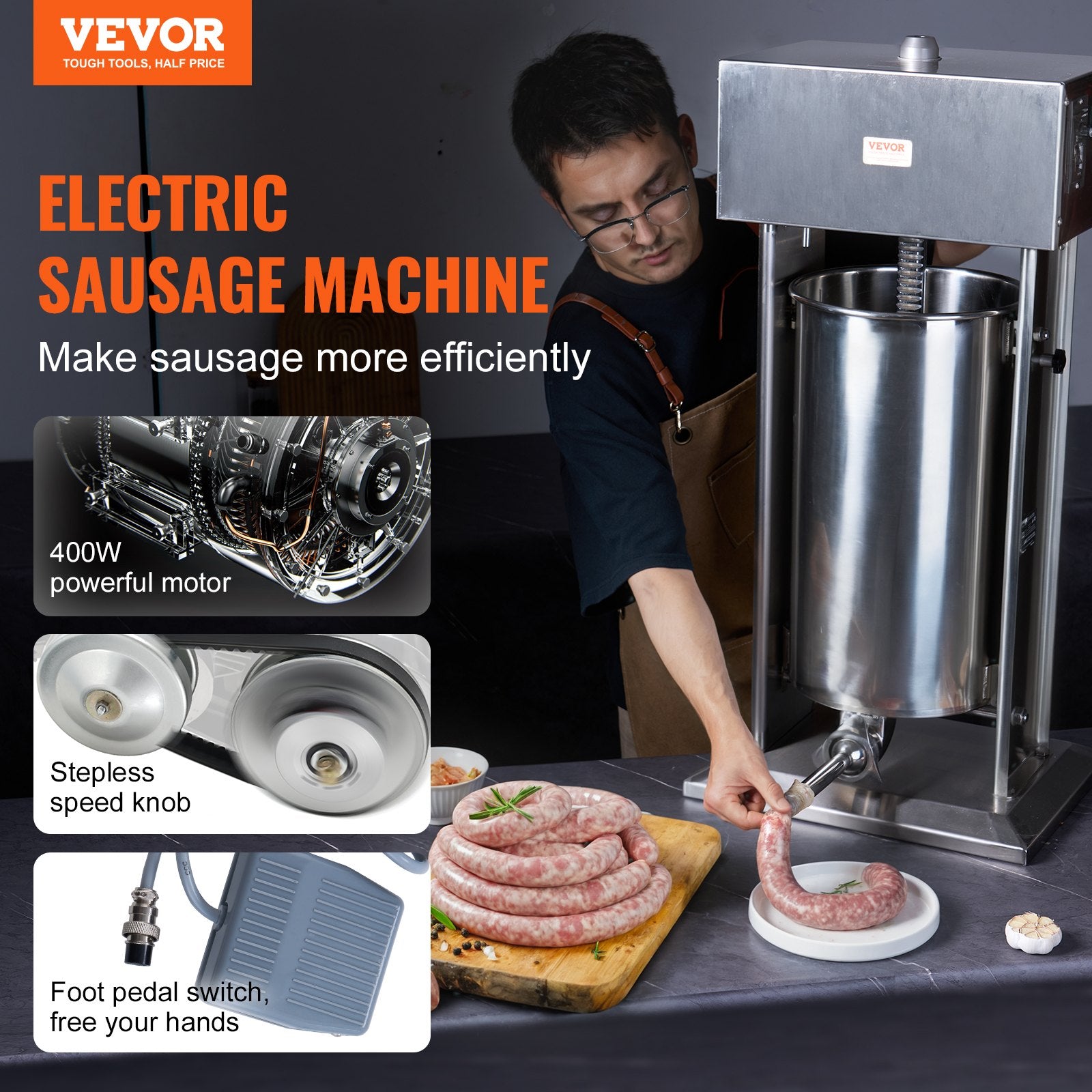 Electric Sausage Stuffer 25 L Vertical Meat Stuffer 304 Stainless Steel V952-DDLSBXGGCJ25A6NKXV3