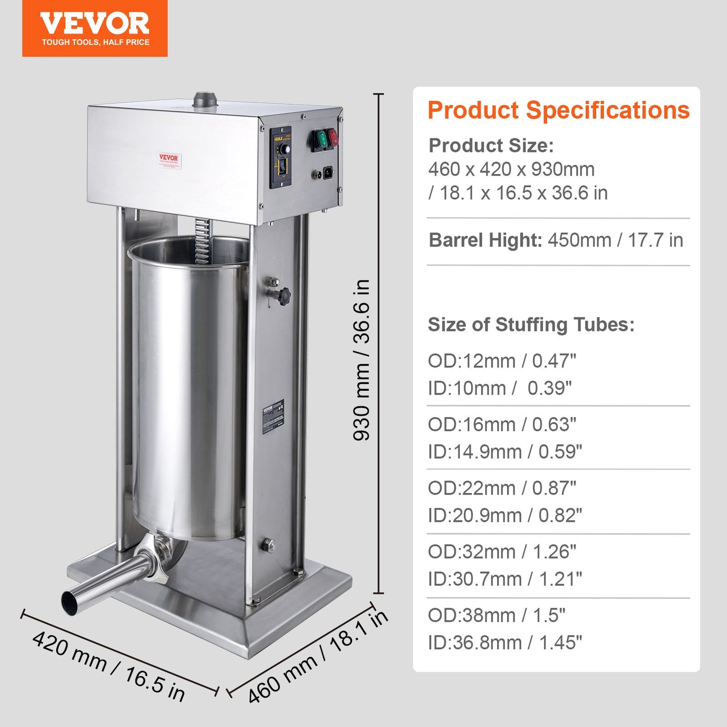 Electric Sausage Stuffer 25 L Vertical Meat Stuffer 304 Stainless Steel V952-DDLSBXGGCJ25A6NKXV3