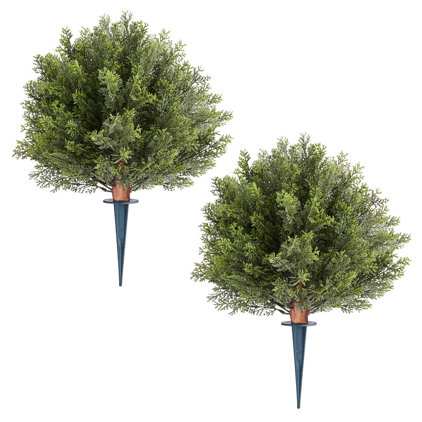 Artificial Topiary Cypress Trees with Ground Spike, 2 Set 406mm Faux Shrubs & Bushes Potted Plants, Fake Silk V952-DDMJCRGXJBS12L95S001V0