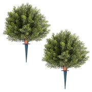 Artificial Topiary Cypress Trees with Ground Spike, 2 Set 406mm Faux Shrubs & Bushes Potted Plants, Fake Silk V952-DDMJCRGXJBS12L95S001V0