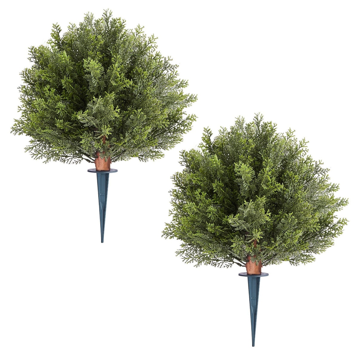 Artificial Topiary Cypress Trees with Ground Spike, 2 Set 406mm Faux Shrubs & Bushes Potted Plants, Fake Silk V952-DDMJCRGXJBS12L95S001V0