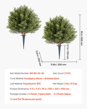 Artificial Topiary Cypress Trees with Ground Spike, 2 Set 406mm Faux Shrubs & Bushes Potted Plants, Fake Silk V952-DDMJCRGXJBS12L95S001V0