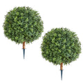 Artificial Topiary Boxwood Trees with Ground Spike, 2 Set 559mm Faux Shrubs & Bushes Potted Plants, Fake Silk V952-DDMJCRGXJHYMH3FA0001V0