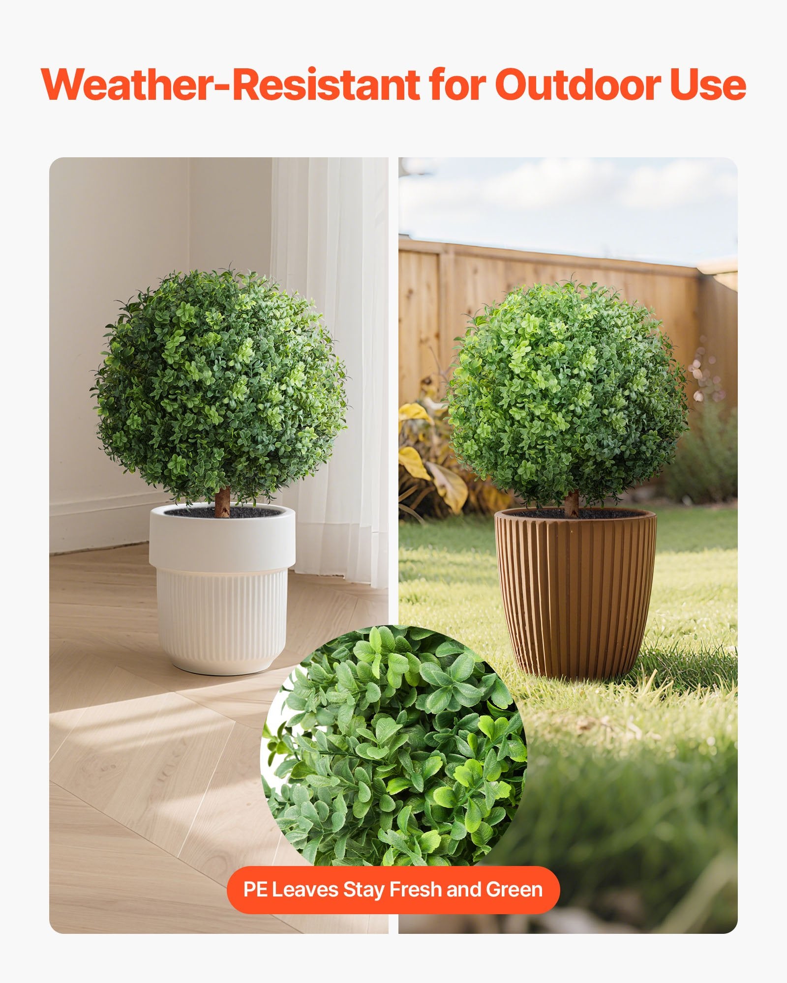 Artificial Topiary Boxwood Trees with Ground Spike, 2 Set 559mm Faux Shrubs & Bushes Potted Plants, Fake Silk V952-DDMJCRGXJHYMH3FA0001V0