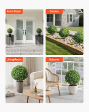 Artificial Topiary Boxwood Trees with Ground Spike, 2 Set 559mm Faux Shrubs & Bushes Potted Plants, Fake Silk V952-DDMJCRGXJHYMH3FA0001V0