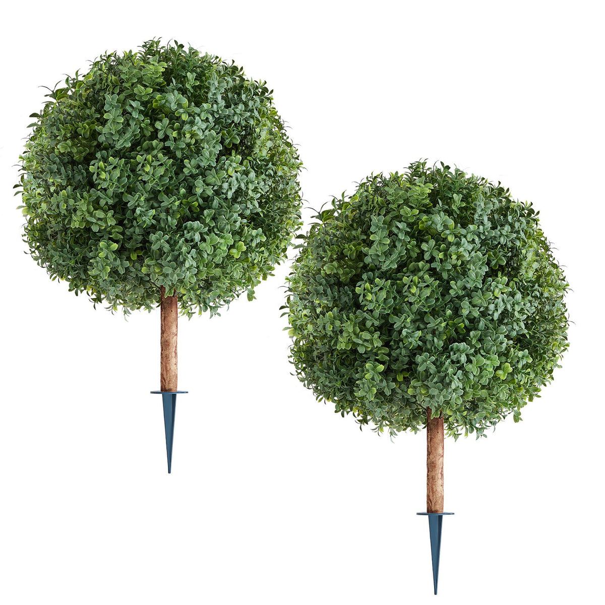 Artificial Topiary Boxwood Trees with Ground Spike, 2 Set 686mm Faux Shrubs & Bushes Potted Plants, Fake Silk V952-DDMJCRGXJHYMXNYUV001V0