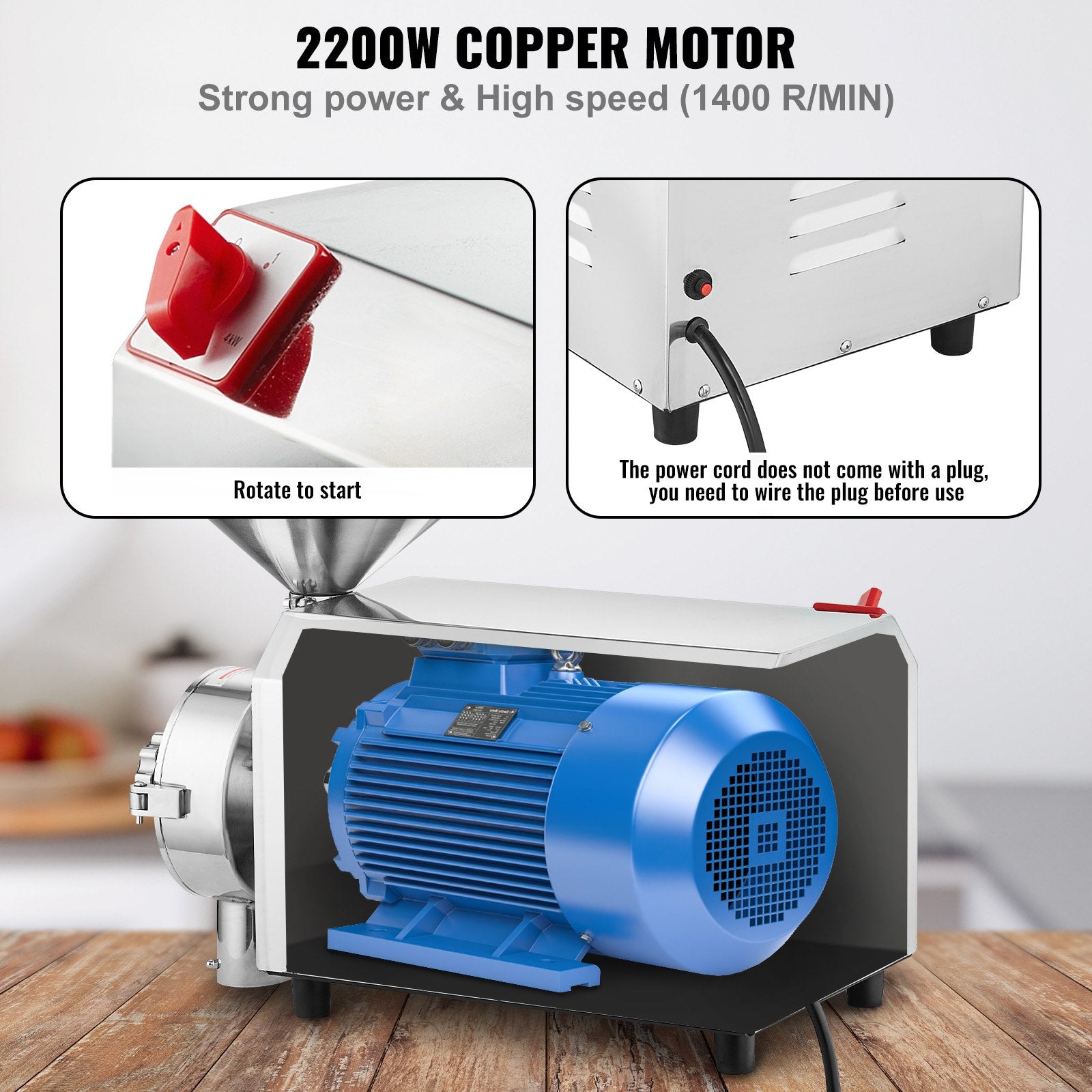 Grain Grind Mill Grain Grinding Machine 2200W Food Processing Machinery V952-DDMPSGWYMJBXIBMNIV3