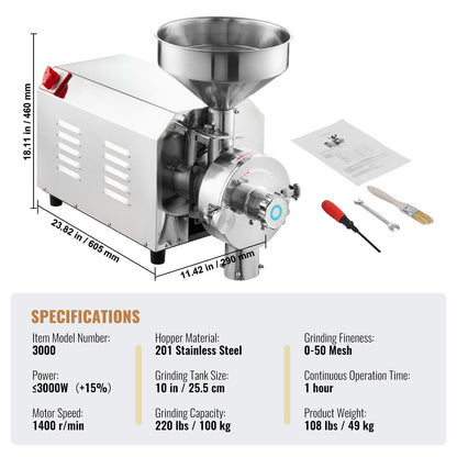Grain Grind Mill Grain Grinding Machine 3000W Food Processing Machinery V952-DDMPSGWYMJBXSPVJXV3