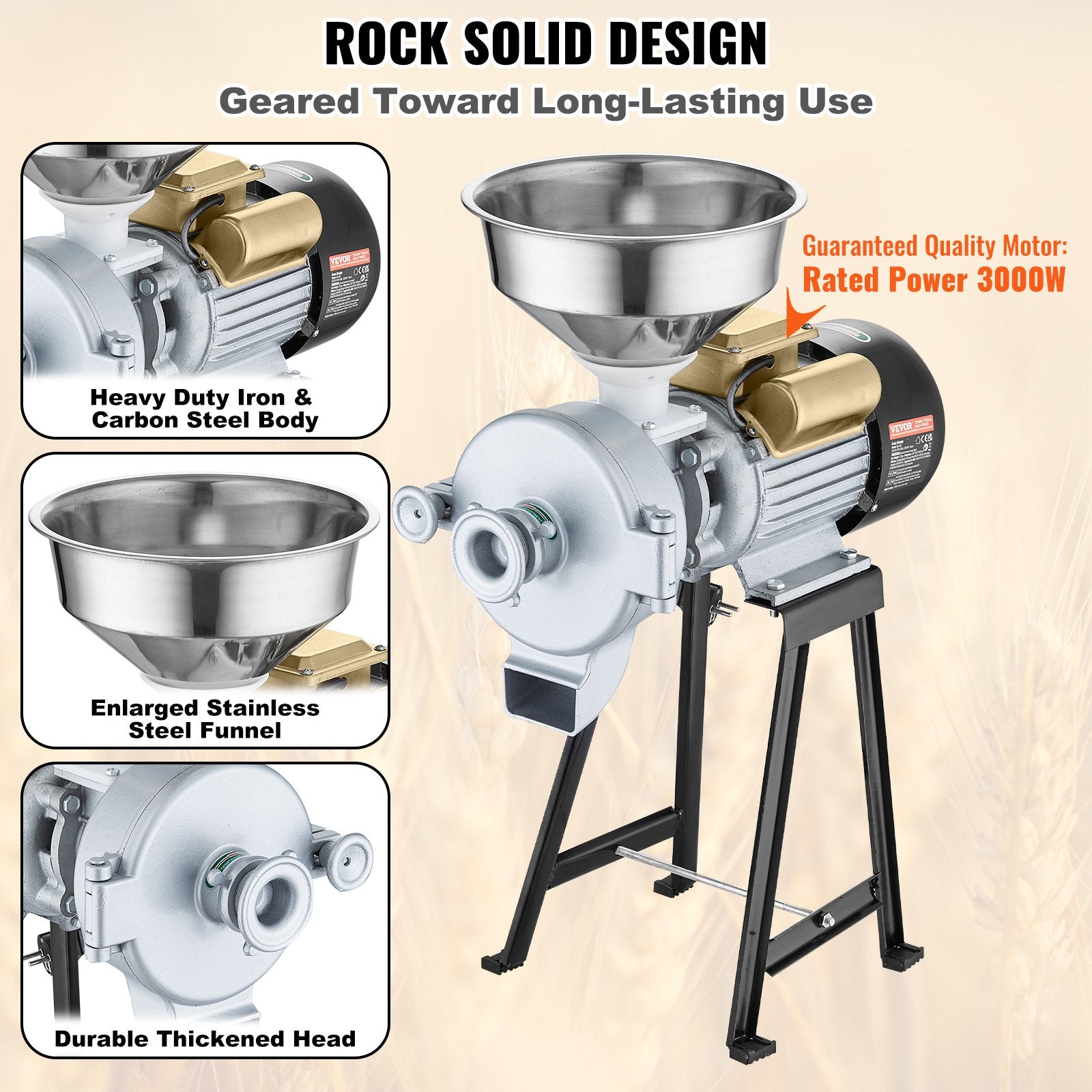 3000W Electric Grain Grinder Corn Wheat Flour Cereal Mill Wet & Dry V952-DDMPSGWYMJLJOM53QV3