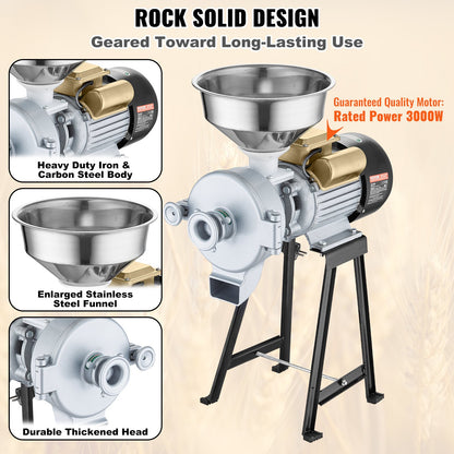 3000W Electric Grain Grinder Corn Wheat Flour Cereal Mill Wet & Dry V952-DDMPSGWYMJLJOM53QV3