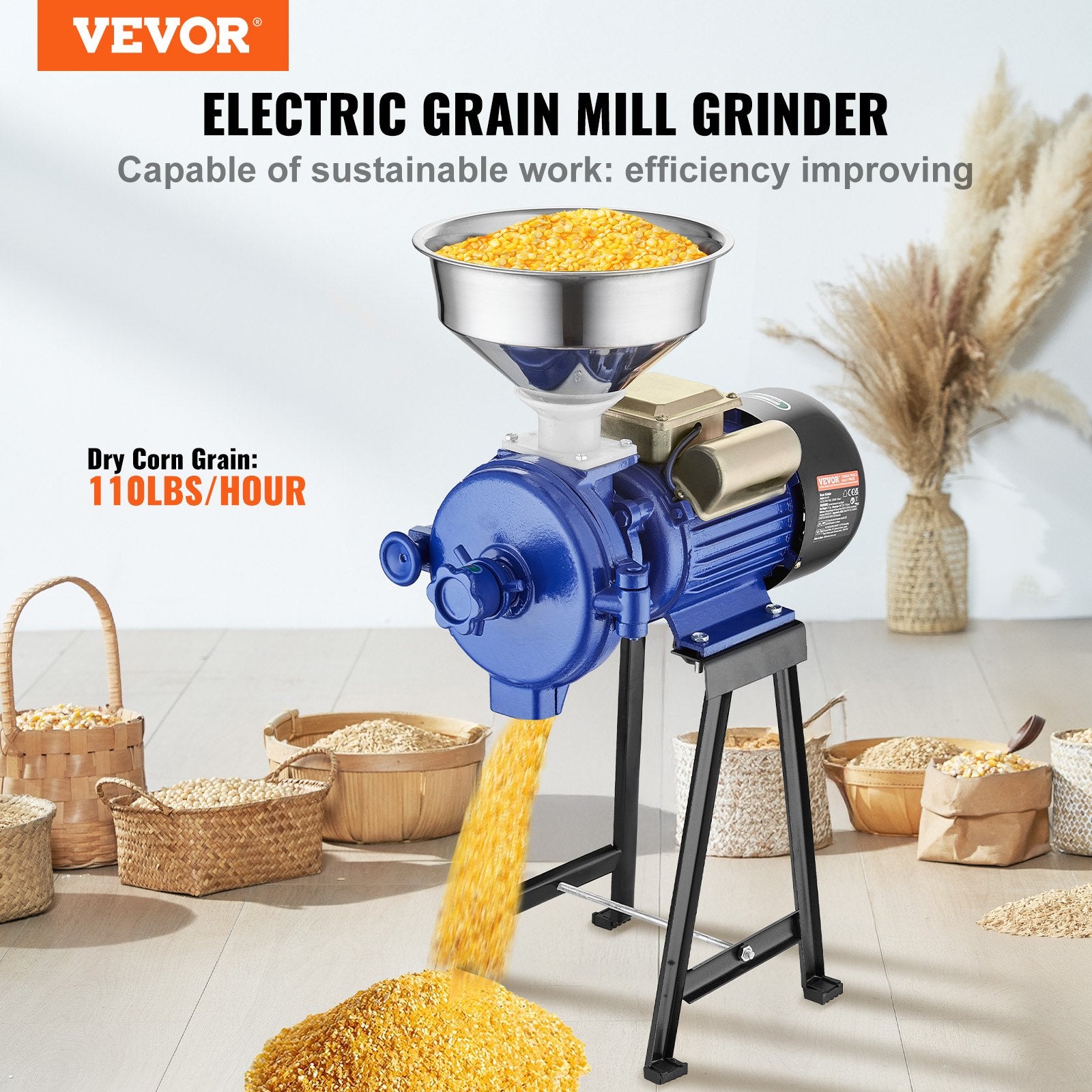 3000W Electric Grain Grinder Corn Wheat Flour Cereal Mill Dry Grinder V952-DDMPSGWYMJZTWGW67V3