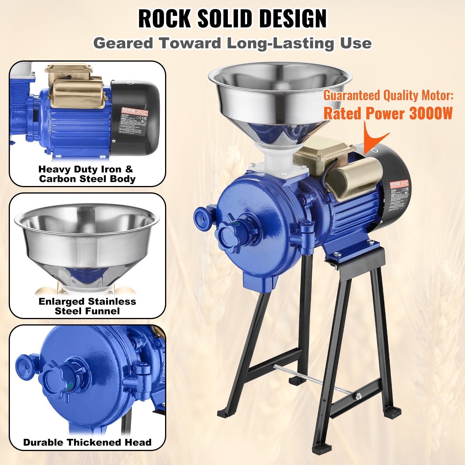 3000W Electric Grain Grinder Corn Wheat Flour Cereal Mill Dry Grinder V952-DDMPSGWYMJZTWGW67V3