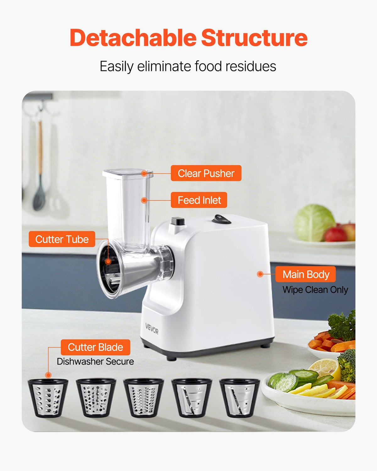Electric Cheese Grater Salad Maker, 200W Salad Shooter, Electric Vegetable Slicer Shredder Chopper for Fruits V952-DDSCQPJSL5PD9UHP8002V3