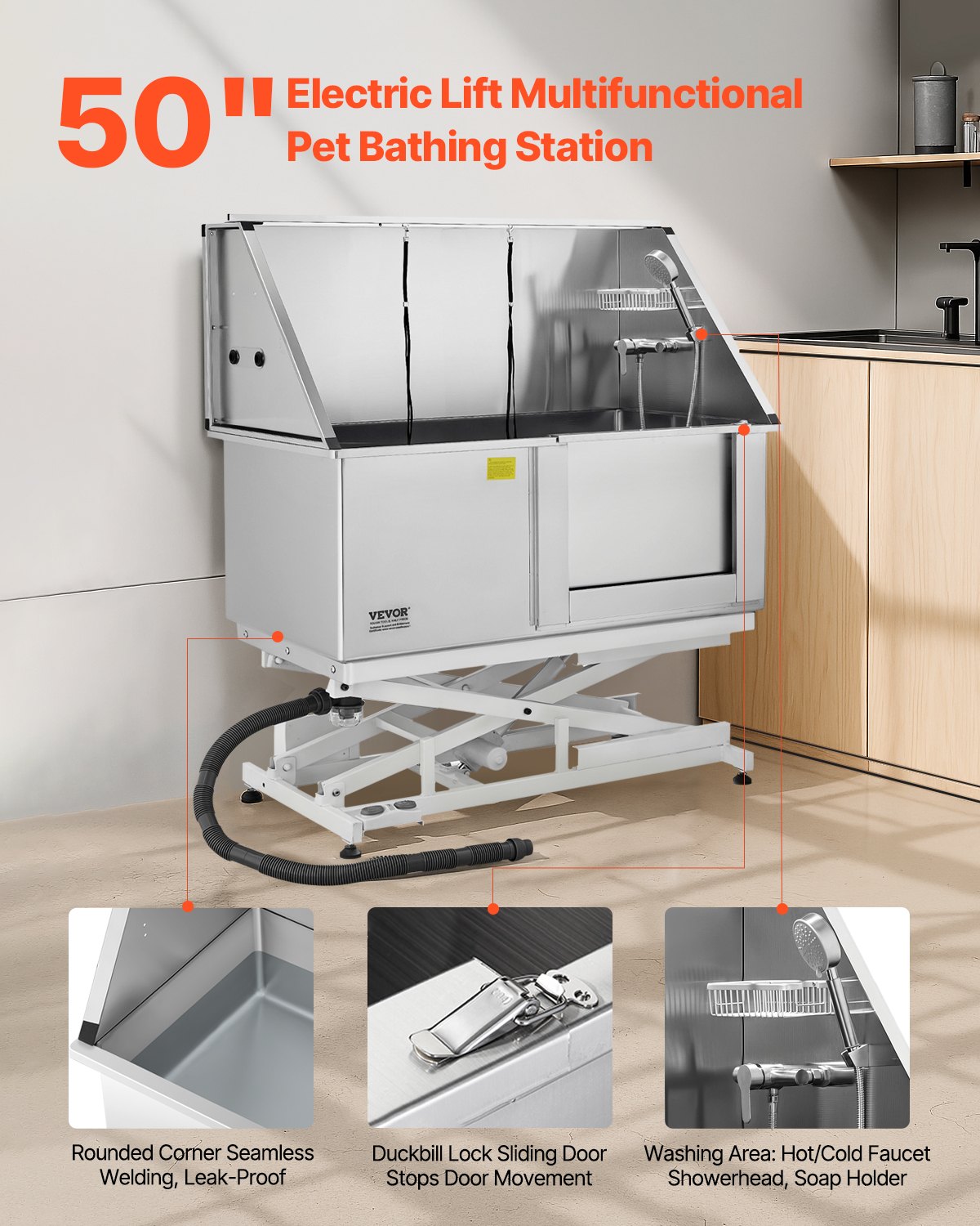 127 cm Electric Dog Grooming Bath Tub Stainless Steel w Water Filter V952-DDSJBXGCWYG5A2PK5V3