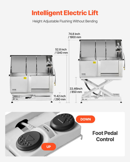 127 cm Electric Dog Grooming Bath Tub Stainless Steel w Water Filter V952-DDSJBXGCWYG5A2PK5V3