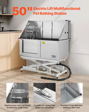 127 cm Electric Dog Grooming Bath Tub Stainless Steel w Water Filter Left V952-DDSJBXGCWYG5O3GV7V3