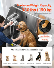 127 cm Electric Dog Grooming Bath Tub Stainless Steel w Water Filter Left V952-DDSJBXGCWYG5O3GV7V3