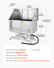 127 cm Electric Dog Grooming Bath Tub Stainless Steel w Water Filter Left V952-DDSJBXGCWYG5O3GV7V3