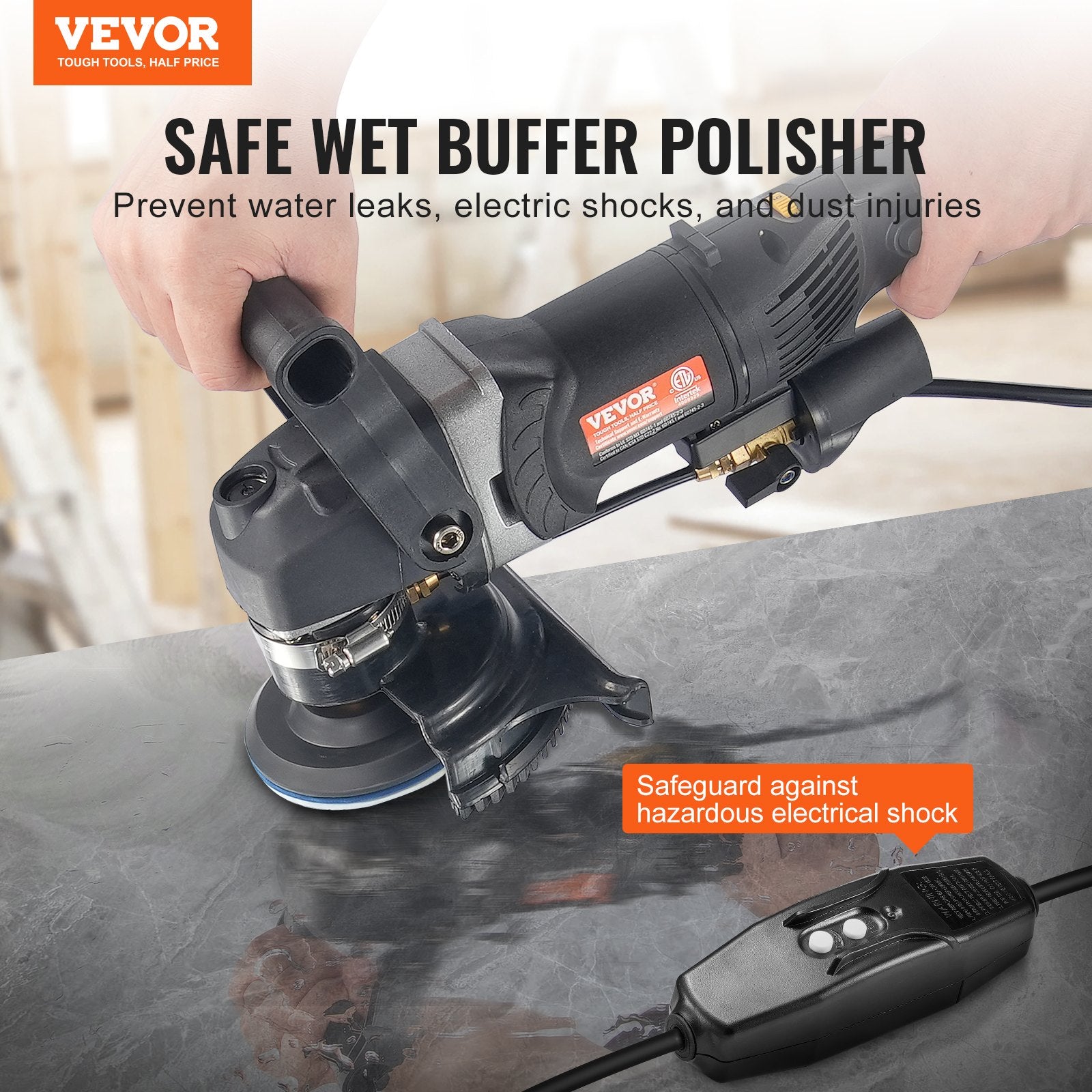 Wet Stone Polisher 4-Inch 800W Electric Concrete Polisher 6 Speed 7 Pads V952-DDSSPGJTZYPJQ91Y0V3