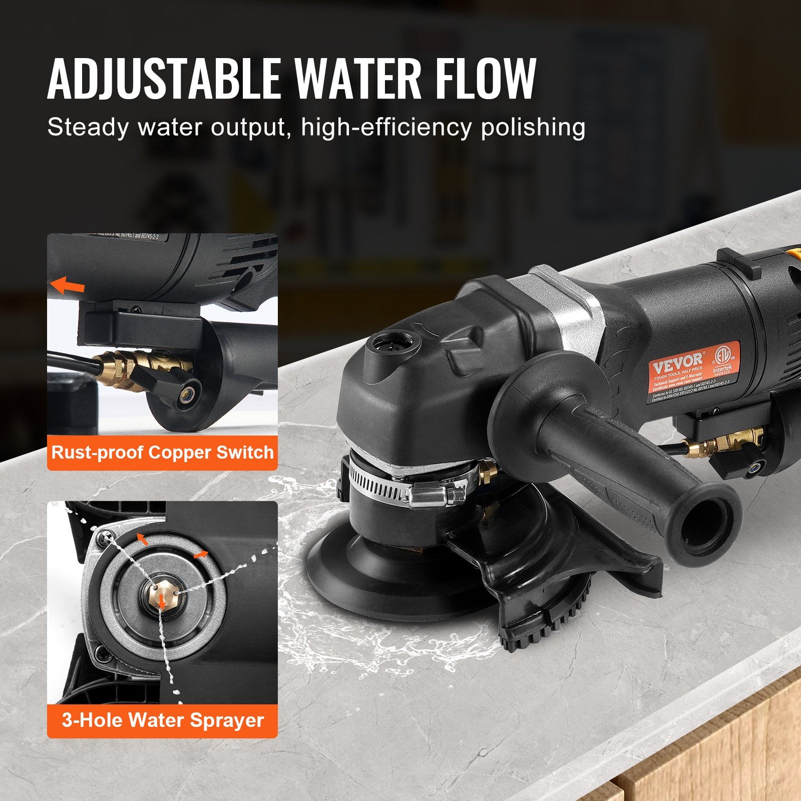 Wet Stone Polisher 4-Inch 800W Electric Concrete Polisher 6 Speed 7 Pads V952-DDSSPGJTZYPJQ91Y0V3