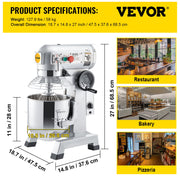 Commercial Stand Mixer, 850W Heavy Duty Electric Food Mixer, 15Qt Stainless Steel Bowl with 3 Speeds V952-DDSYJ15QT220V9V5GV3