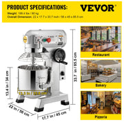 Commercial Food Mixer 30Qt, Food Mixer Commercial with Timing Function, 1100W Stainless Steel Bowl Heavy Duty V952-DDSYJ30QT220VQJUUV3